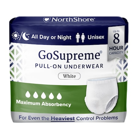 Northshore GoSupreme Pull-On Underwear, White, Medium, 30"-40", 56PK 1353